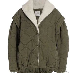 SEA NEW YORK ~~ Layla Quilted Puffer Jacket, Olive Green - FALL! Size S